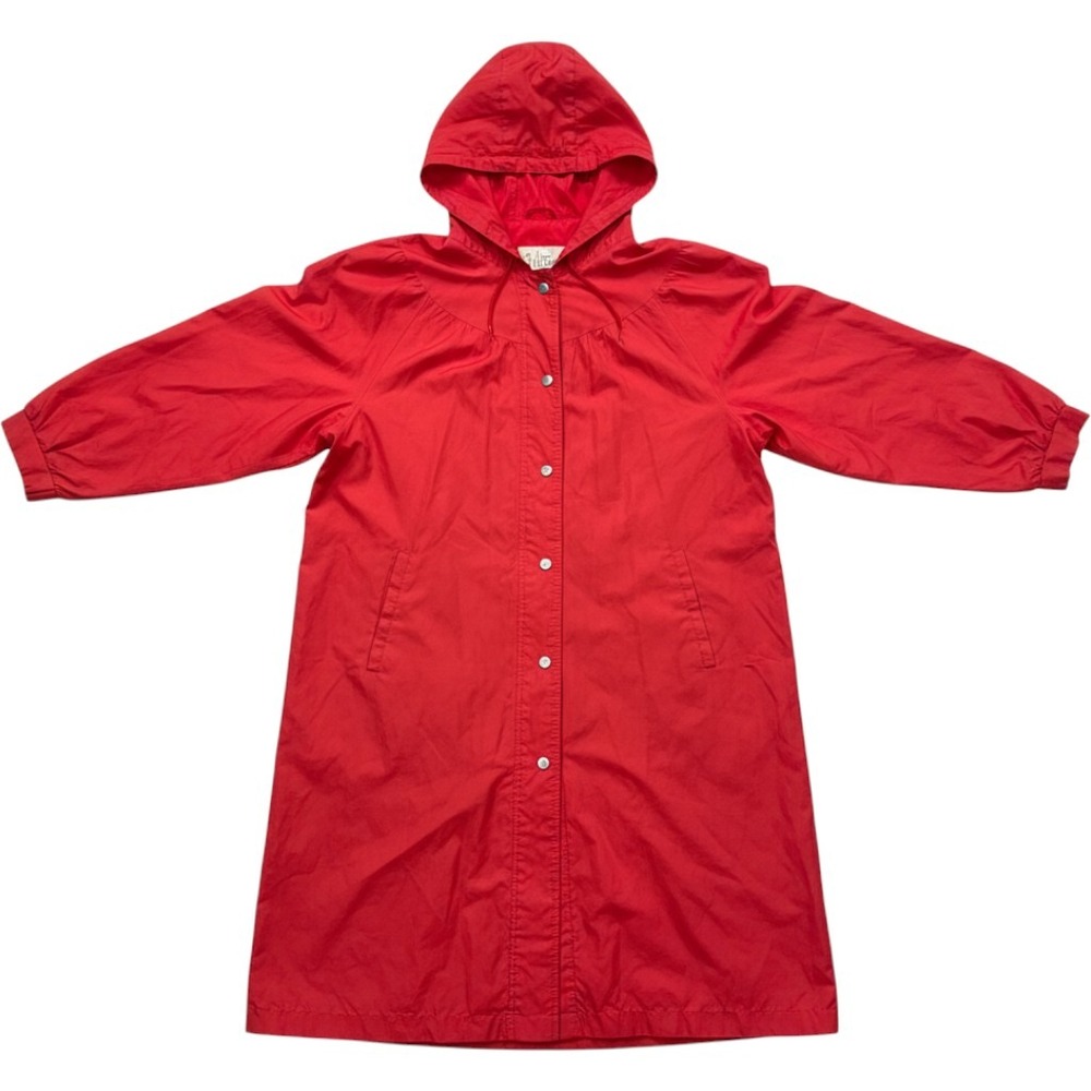 Vintage B Altman & Co Red Hooded Raincoat Made in USA Size 8 Reg Snap Front